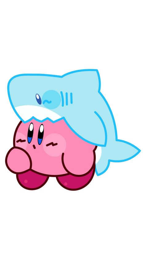 We think Kirby was listening to a song by Imagine Dragons named Sharks on repeat for too long, and now he is obsessed with them so much that made his best to find this fascinating blue hat in a shape... Blue Dragon Drawing, Cute Kirby Art, Kirby Graduation Cap, How To Draw Kirby, Kirby Drawings, Kirby Drawing, Kirby Stickers, Cute Shark Drawing, Cute Kawaii