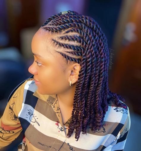 Two Strand Twist Hairstyles, Half Cornrows, Twist Cornrows, Flat Twist Hairstyles, Chunky Twists, Twist Ponytail, Natural Hair Twists, Twist Styles, Quick Braided Hairstyles