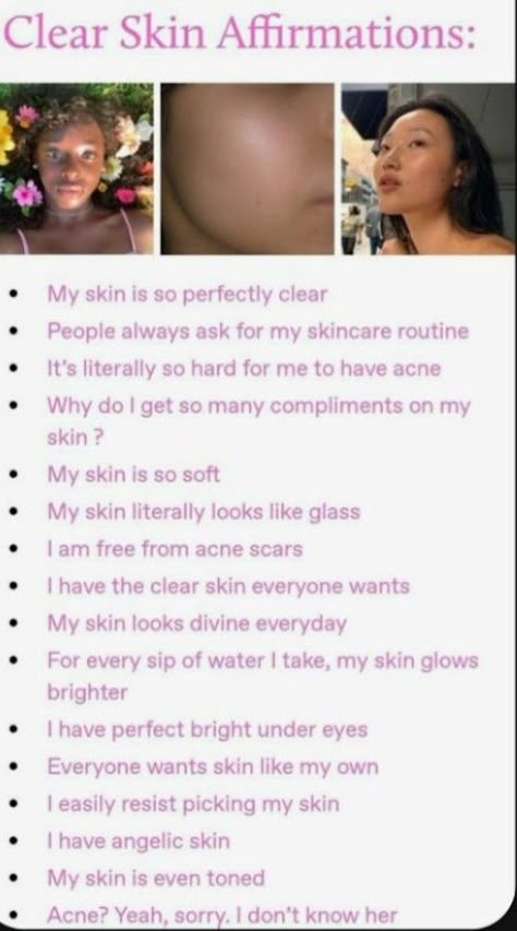 Powerful Affirmations For Clear Skin, Clear Skin Manifestation Quotes, Clear Skin Affirmations, Skin Affirmations, Glow Up Affirmations, Parapsychology, Manifestation Meditation, Divine Feminine Spirituality, Vision Board Affirmations