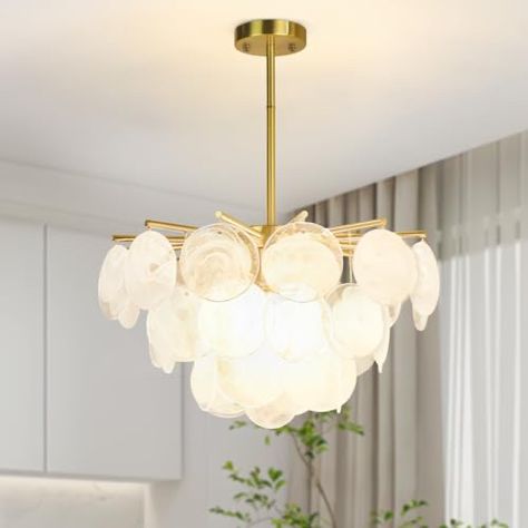 Modern Gold Chandelier, Round Crystal Chandelier, Elegant Pendant Lighting, Gold Ceiling Light, Shell Chandelier, Hall Lighting, Gold Ceiling, Modern Crystal Chandelier, Bubble Chandelier