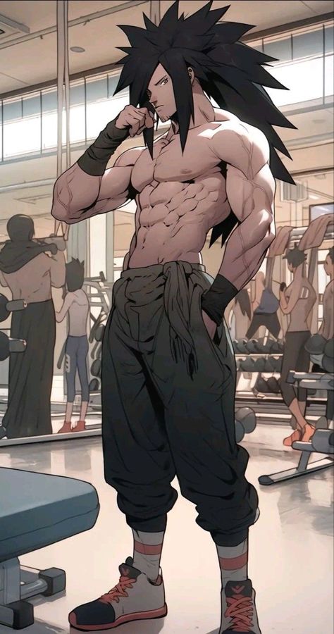 Animated Artwork Wallpaper, Anime Black Guy, Black Anime Character Design, Male Character Design References, Baki Body, Gym Anime, Doflamingo Wallpaper, Black Anime Guy, Anime Body