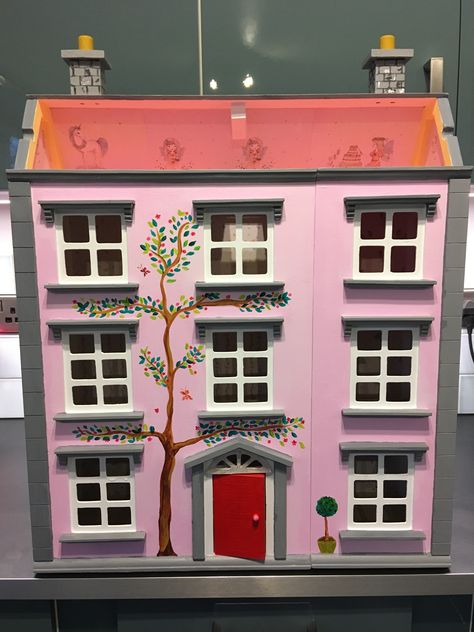 Hand painted. Painted Dolls House, Hand Painted Dolls House, Painted Dolls, Doll House Plans, House Interior Ideas, Doll House Furniture, Dolls House Interiors, Field Of Dreams, Dollhouse Ideas