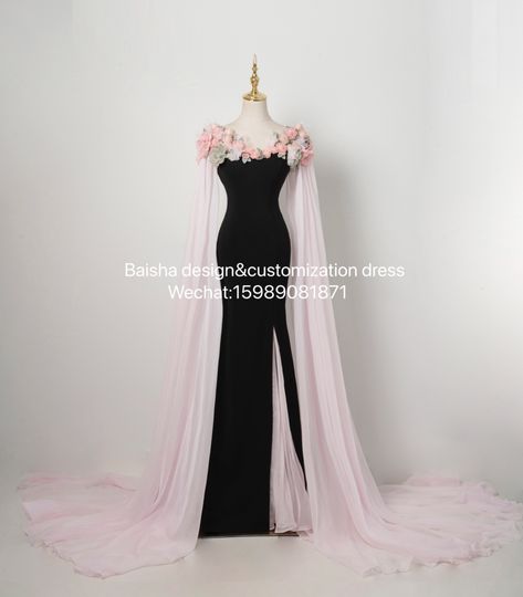 Dress With Cape Gowns Prom, Beautiful Gown Designs, Gown With Cape, Fancy Dresses Long, Korean Fashion Dress, Trendy Dress, فستان سهرة, Fairytale Dress, Fantasy Dress