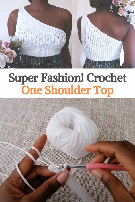 Off-the-shoulder blouses are very much on trend in fashion, especially this year! Now imagine joining this trend with crochet! The result is beautiful and very chic. That is why we bring you this tutorial to learn how to crochet this one-shoulder top. You can combine it with skinny jeans or a wide skirt, it all depends on your style and your taste. The video tutorial is very well explained, you just have to follow the creator's instructions step by step. We could say that it can be... Crochet Halter Top Pattern Free, Crochet Shoulder Top, Crochet Halter Top Pattern, Crochet Tube Top, Halter Top Pattern, Blusas Top, Wide Skirt, Tank Top Pattern, Mode Crochet