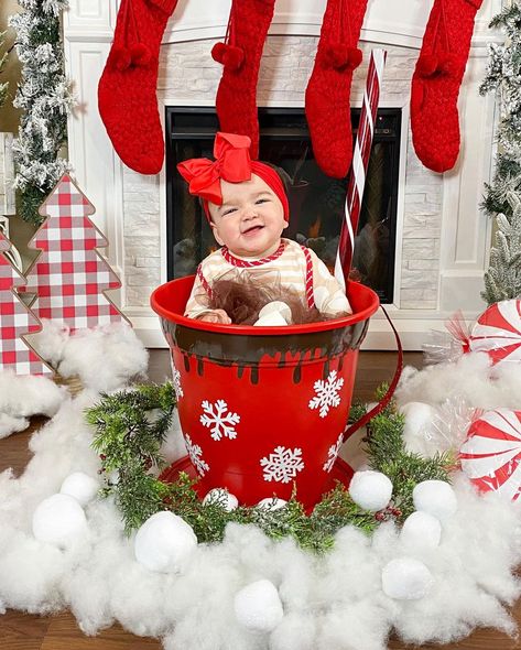 Hot Cocoa Cup Photoshoot Diy, Hot Chocolate Photoshoot, Hot Cocoa Photoshoot, Christmas Baby Photoshoot, Chocolate Photos, Baby It's Cold Outside, Christmas Photoshoot, It's Cold Outside, Christmas Chocolate