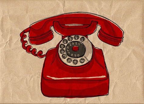 Phone Tattoo, Telephone Drawing, Red Telephone, Retro Images, Print Transfer, Vintage Telephone, Uh Oh, Old Phone, Acrylic Fabric