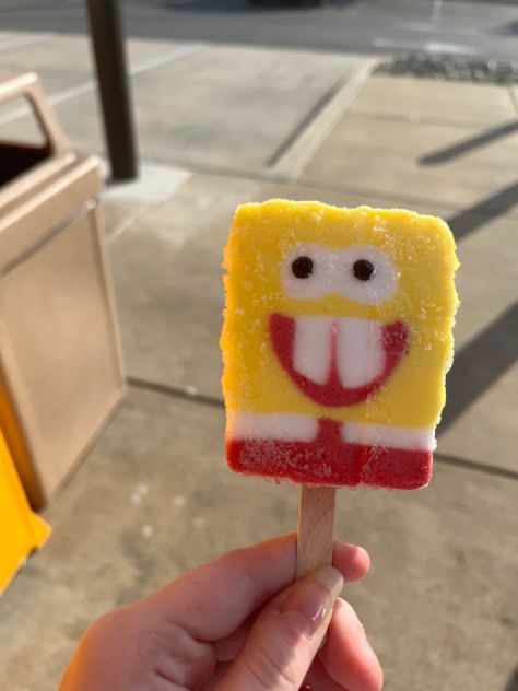 a photo of me outside a 711 holding a spongebob popsicle Spongebob Ice Cream, Spongebob Spatula, Spongebob Popsicle, Detailed Spongebob Scenes, Spongebob Water Meme, Cheese Balls, Cheese Ball, Spongebob Squarepants, Popsicles