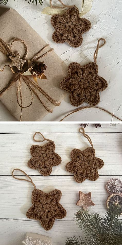 Crochet Christmas Star, Star Crochet Pattern, Crochet Ornaments Free Pattern, Crochet Christmas Ornaments Free Pattern, Crochet Christmas Stocking Pattern, Crochet Christmas Ornaments Free, Star Crochet, Crochet Ornament Patterns, Christmas Crochet Patterns Free