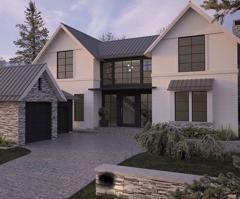 Dröm Hus Planer, Bloxburg Designs, Modern Suburban House, Winter House Exterior, Bloxburg Exterior, Home Exterior Design, Window Brands, Canada House, Small House Layout