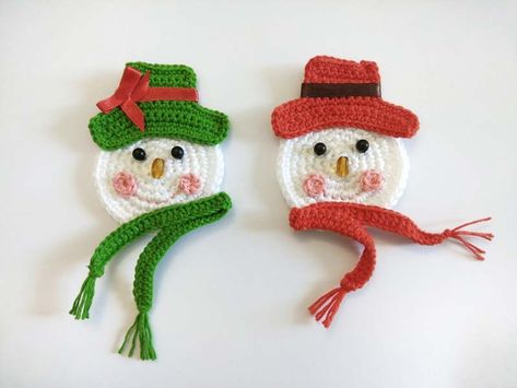 Crochet Winter Applique, Crochet Snowman Applique Free Pattern, Crochet Christmas Apliques, Crochet Snowman Applique, Snowman Applique Patterns Free, Crochet Christmas Appliques Free Pattern, Snowmen Patterns Free, Crochet Christmas Appliques, Xmas Ideas Gifts