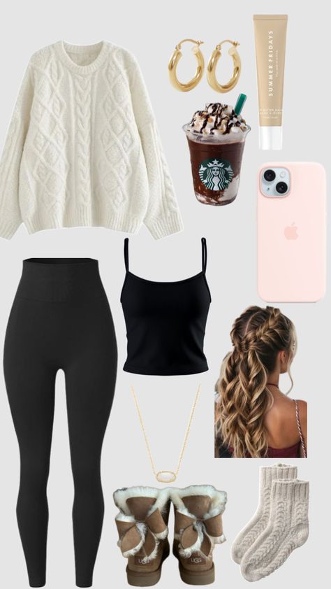 Beach Outfits Women Cold Weather, Winter Coffee Run Outfit, Winter Hotel Outfit, Cute Winter Outfits Aesthetic Casual, What To Wear On A Snowy Day Outfit, What To Wear To School When Its Cold, Comfy Sunday Outfit Winter, Winter Teenage Girl Outfits, Scotland Outfit Ideas Summer