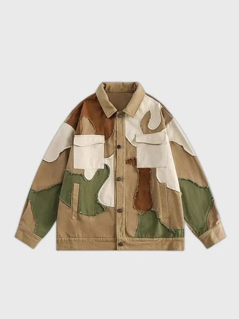 Winter 24 – Japan-Clothing Mens Coats Casual, Cotton Jacket Men, Camo Fashion, Mens Jackets Casual, Color Block Jacket, Patchwork Jacket, Work Jacket, Jackets For Men, Letterman Jacket