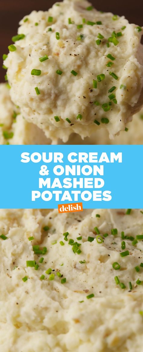 Sour Cream & Onion Mashed Potatoes ~ make regular potatoes seem so boring! #recipe #easyrecipes #potato #mashedpotatoes #onion #sidedish #sourcream Sour Cream Onion Potatoes, Green Onion Mashed Potatoes, Mashed Potatoes With Onions, Sour Cream And Onion Mashed Potatoes, Sour Cream And Onion Potatoes, Mashed Potatoes Recipe Sour Cream, Onion Mashed Potatoes, Sour Cream Mashed Potatoes, Mashed Potato Bites