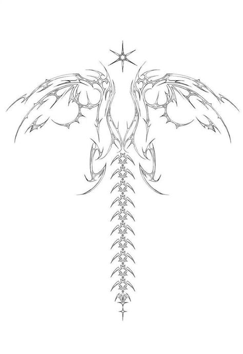 Cybersigilism Back Tattoo Wings, Cybersigil Clothes, Cybergilism Tattoo Back, Cybersigilism Wings Tattoo, Star Cybersigilism Tattoo, Meta Tattoos, Cybersigilism Spine Tattoo, Neo Sigilism Tattoo, Cybersigilism Tattoo Leg