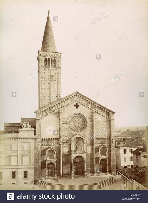 Download this stock image: The Cathedral, Piacenza, Italy 1880 - MDJ6K7 from Alamy's library of millions of high resolution stock photos, illustrations and vectors. Piacenza Italy, The Cathedral, Big Ben, Louvre, High Resolution, Stock Images, Resolution, Stock Photos, Illustrations