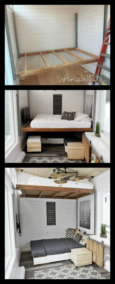 Diy Elevator, Elevator Bed, Small House Diy, Design Casa Piccola, Apartemen Studio, A Loft Bed, Woodworking Classes, Diy House Projects, House Diy