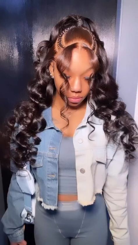 Hairstyles For Wavy Hair, Weave Ponytail Hairstyles, Sleek Ponytail Hairstyles, Frontal Wig Hairstyles, Birthday Hairstyles, Quick Weave Hairstyles, Frontal Hairstyles, Pink Wig, Pretty Braided Hairstyles