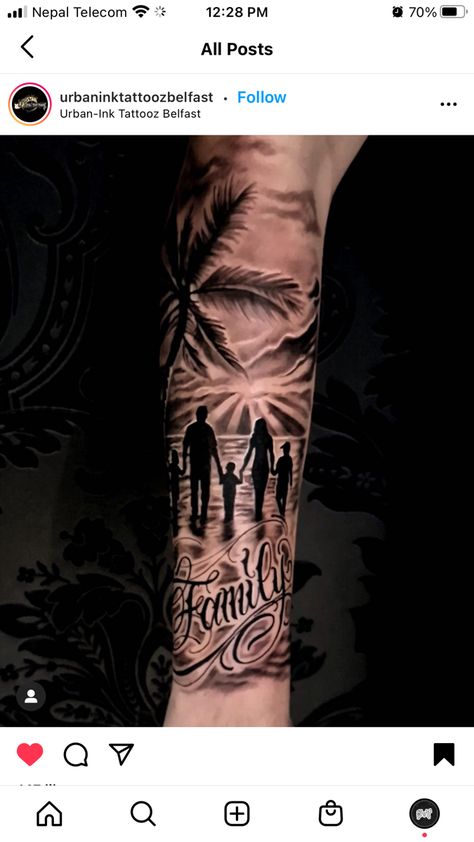 Arm Family Tattoo, Family Tattoos For Men Leg, Man Family Tattoo Ideas, Men’s Family Tattoo Ideas, Men’s Sleeve Tattoo Ideas Family, Tattoo Ideas For Men Family, Sleeve Tattoos For Guys Family, Familia Tattoo Men, Family Tattoo Ideas For Men Arm