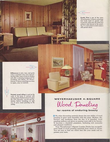 1950s Weyerhaeuser 4-Square Wood Paneling ad | by Vintage Midcentury Wood Paneling, Entryway, Room Divider, Mid Century, Square, Wood, Furniture, Home Decor