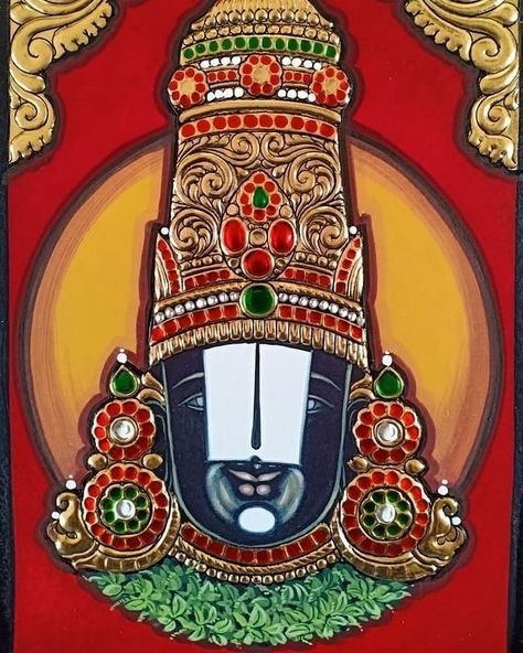 Perumal Tanjore Painting, Small Tanjore Painting, Perumal Painting, Lord Balaji Painting, Balaji Drawing, Balaji Painting, God Venkateswara Images Hd Wallpaper, Mysore Painting, Indian Traditional Paintings