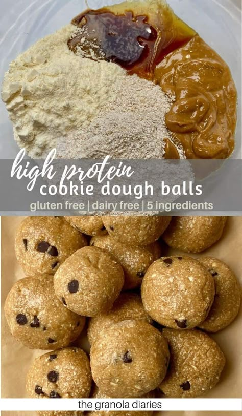 High Protein Cookie Dough Balls - gluten free, healthy, vegan, only made with 5 ingredients in 1 bowl Smooth Protein Balls, Gf Df Protein Balls, Arbonne Cookie Dough Recipe, Protein Balls With Oat Flour, Protein Balls Cookie Dough, Oatless Protein Balls, Oat Flour Protein Balls, Protein Balls With Coconut Flour, Gluten Free Protein Balls No Oats