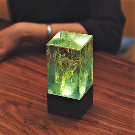 Resin Table Lamp - Aurora // Bulb   Base #Sponsored #Lamp, #Table, #Resin, #Base Light Up Art, Cube Lamps, Resin Decor, Art Lamp, Epoxy Resin Crafts, Resin Table, Led Table Lamp, Resin Diy, Decor Lighting