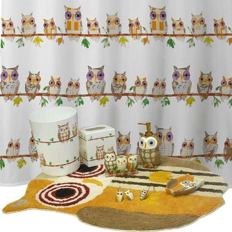 Owl stuff, available at Kmart apparently Owl Bathroom Decor, Owls Decor, Bear Bathroom Decor, Owl Bathroom, Gift Shop Products, Wallpaper In Bathroom, Owl Clothes, Small Bathroom Window, Extra Long Shower Curtain