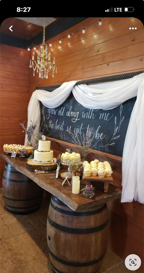 Wedding Table Decorations Western, Ranch Wedding Decorations Ideas, Rustic Wedding Sweets Table, Moonshine Wedding Ideas, Buffet Ideas For Wedding, Farm Table Wedding Centerpiece, Western Bride And Groom Table, Bride And Groom Table Ideas Simple, Bridal Party Reception Table