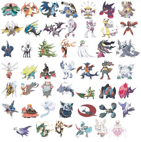 All Mega Evolution Pokemon, Mega Diancie, Pokemon Mega Evolution, Pokemon Chart, Papercraft Pokemon, Mega Evolution Pokemon, Rayquaza Pokemon, Pokemon Mega, Mega Charizard