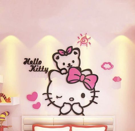 Idle Decormay Hello Kitty 3D Acrylic DIY Wall Sticker Cartoon Wall Decal for Children's Room Living Room Girl Bedroom Wall Decoration Sticker Hello Kitty Wall Decals, Hello Kitty Girls Room, Hello Kitty Wall Art, Hello Kitty 3d, Kitty Room, Diy Hello Kitty, Hello Kitty Bedroom, Bedroom Wall Decoration, Hello Kitty Photos