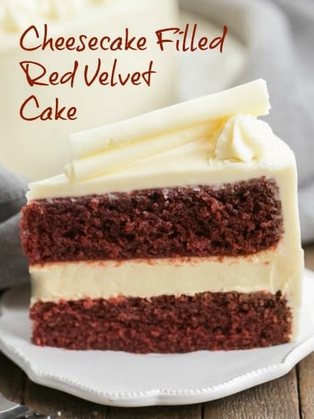 Cheesecake Filled Red Velvet Cake - A sublime combination of red velvet cake, cheesecake and cream cheese frosting! #redvelvet #creamcheesefrosting #cheesecake #birthdaycake #thatskinnychickcanbake Cheese Cake Filling, Cake Cheesecake, Vanilla Cheesecake, How To Make Cheesecake, Cheesecake Cake, Cake Fillings, Vanilla Frosting, Cake With Cream Cheese, Cream Cheese Filling