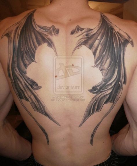 Dragon Wings Tattoo, Safety Pin Heart, Wings Back Tattoo, 3 Witches, Back Tattoo Women Spine, Wing Tattoos On Back, Wing Tattoo, Back Tattoo Women, Wings Tattoo