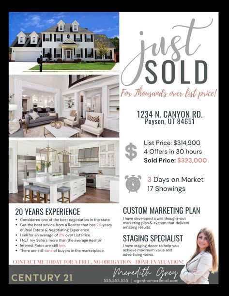 Just Sold Flyer Real Estate, Just Sold Real Estate, Just Listed Real Estate, Realtor Flyers, Transaction Coordinator, Real Estate Memes, Real Estate Flyer Template, Real Estate Templates, Birthday Flyer