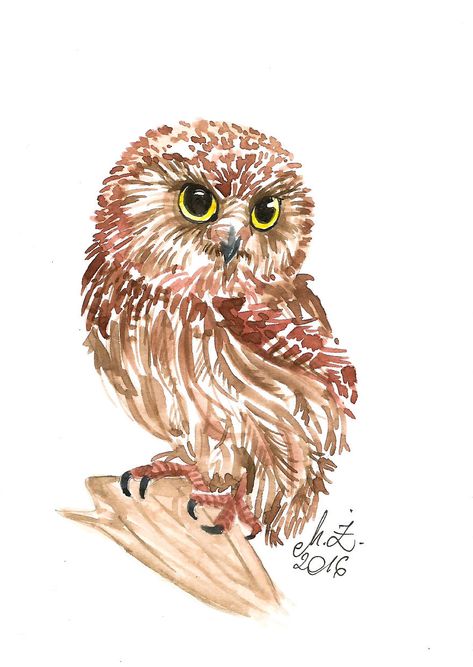 Casual Background, Owl Drawing Simple, Bird Artists, Owl Watercolor, Owl Artwork, Baby Animal Drawings, Art Tutorials Watercolor, Owls Drawing, Watercolor Projects