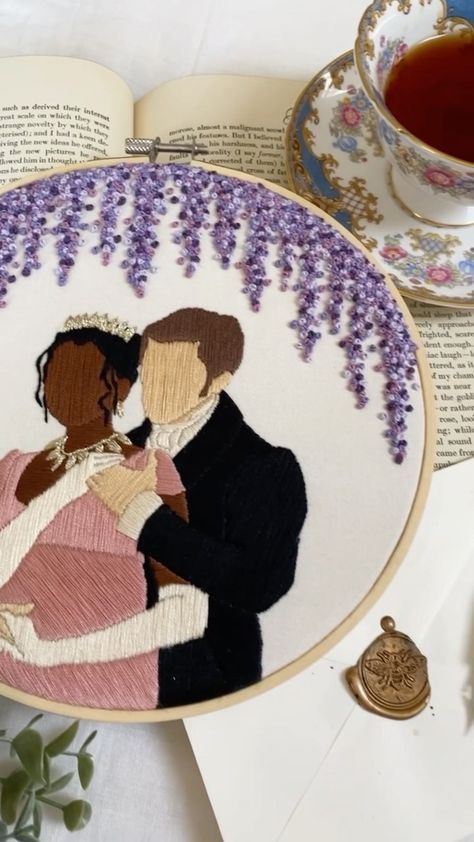 Bridgerton Embroidery, Bridgerton Art, The Viscount Who Loved Me, I Love Men, Dancing On My Own, Punch Needle Patterns, Sewing Embroidery, Sewing Embroidery Designs, Embroidery Inspiration