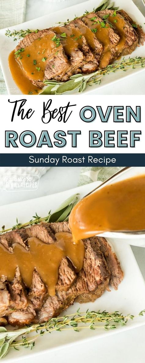 This is the Best Oven Roast Beef recipe! Sunday roast has been a tradition in our family for years and when using this roast beef recipe, it comes out tender, flavorful, and perfect every time! We are sharing a few tricks to getting that buttery, melt-in-your-mouth roast beef you love. Sirloin Tip Beef Roast In The Oven, Roasting Beef In Oven, Bake Roast Beef In Oven, Oven Roasted Roast Beef, Perfect Beef Roast, Beef Roast In The Oven Easy, Quick Roast Beef Recipes, Roast Silverside Beef Recipe, Beef Roast In Oven Recipes