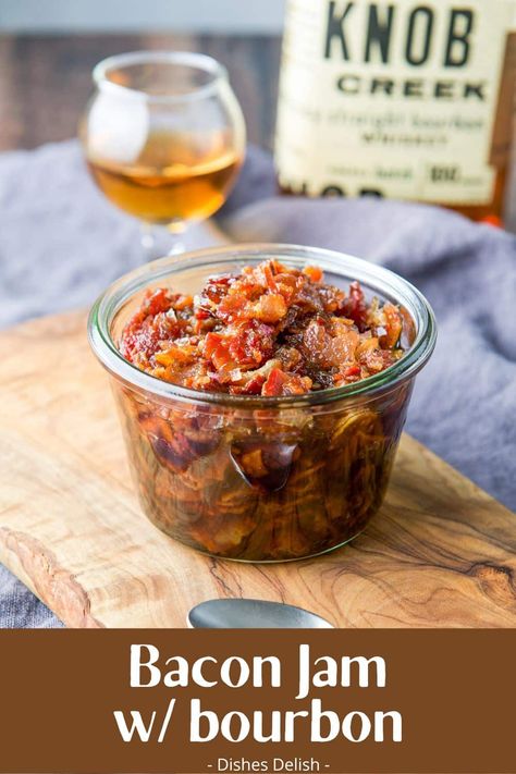 This sweet and savory bacon bourbon jam is melt-in-your-mouth delicious. Pair it with bread or crackers and enjoy! #baconjam Bourbon Jam, Bacon Jam Recipe, Savory Bacon, Spreads Recipes, How To Make Bacon, Pork Bacon, Easy Bacon, Bacon Lover, Homemade Condiments