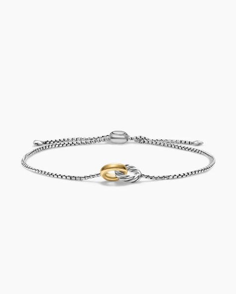 Petite Cable Linked Bracelet in Sterling Silver with 14K Yellow Gold, 15mm Boyfriend Jewelry Gifts, David Yurman Bracelet Stack, David Yurman Bracelets, David Yurman Cable Bracelet, 2024 Clothes, Linked Bracelet, David Yurman Bracelet, Stackable Bangles, Cable Bracelets