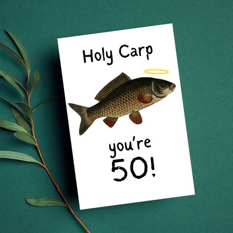 Homemade Fishing Birthday Cards, Birthday Card For Fisherman, Male Birthday Cards Handmade For Men Fishing, Fish Birthday Cards For Men, Happy Birthday Fishing Memes, Fishing Cards, 50th Birthday Cards, Carp Fishing, Carp