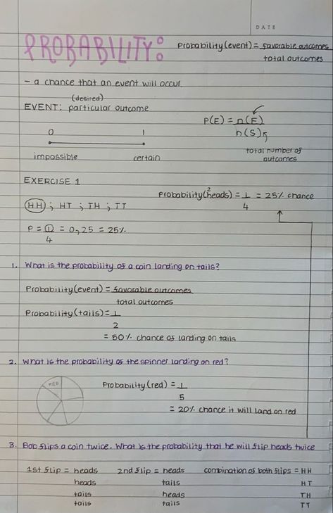 Maths Probability Notes, Math Study Notes Aesthetic, Probability Math Notes, Maths Gcse Notes, 8th Grade Study Notes, Aesthetic Revision Notes Maths, Math Notes Aesthetic 6th Grade, Maths Revision Gcse Foundation Notes, Grade 8 Math Notes