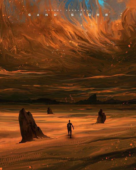 Sand storm, 30 min #digitalart #digitalpainting #digitalartwork #illustration #artwork #conceptart #painting #drawing #environment #landscape #design #fantasy #speedpaint #art #artist #sand #storm by andrea_koroveshi Andi Koroveshi, Andrea Koroveshi, Environment Landscape, Concept Art Landscape, Sand Storm, Dune Art, Art Disney, Wow Art, Fantasy Art Landscapes