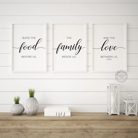 Bless the Food Before Us Dining Room Wall Decor Kitchen - Etsy India Family Wall Decor, Lets Stay Home, Dining Room Wall Art, Setup Ideas, Woman Bedroom, Couple Bedroom, Bedroom Prints, Dining Room Walls, Wall Decor Printables