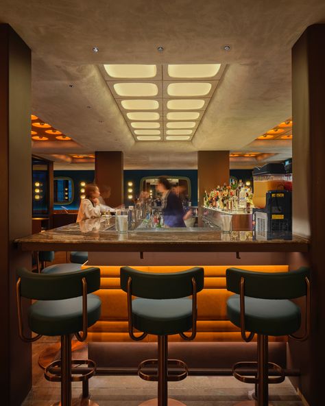 60s Cinema, Bangkok Bar, Breaking The 4th Wall, The Art Of Listening, Central Bar, Material Palette, Curved Glass, Retro Futuristic, The Golden Age