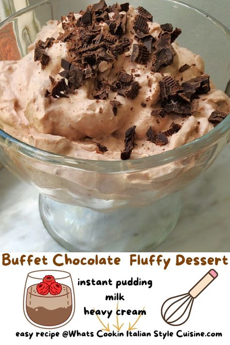 Buffet Chocolate Fluffy Dessert Chocolate Fluff, Pudding Fluff, Chocolate Salad, Whipped Cream Desserts, Corn Dip Recipes, Banana Cheesecake, Fluff Desserts, Apple Dessert, Corn Dip