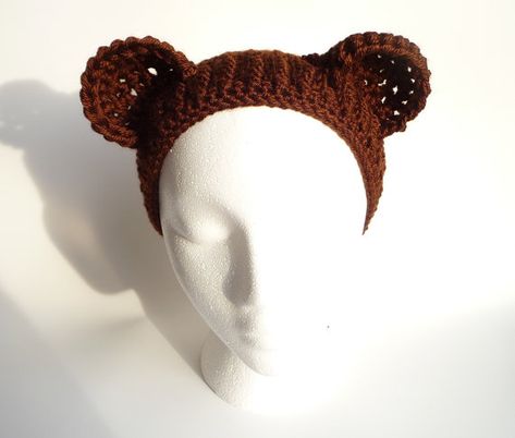 Crochet Ear Warmer Headband CROCHET PATTERN Headwrap by zxcvvcxz Crochet Bear Ears, Bandeau Au Crochet, Bear Costume, Ear Warmer Headband, Bear Ears, Crochet Ear Warmer, Bear Hat, Creative Valentines, Crochet Fashion Patterns