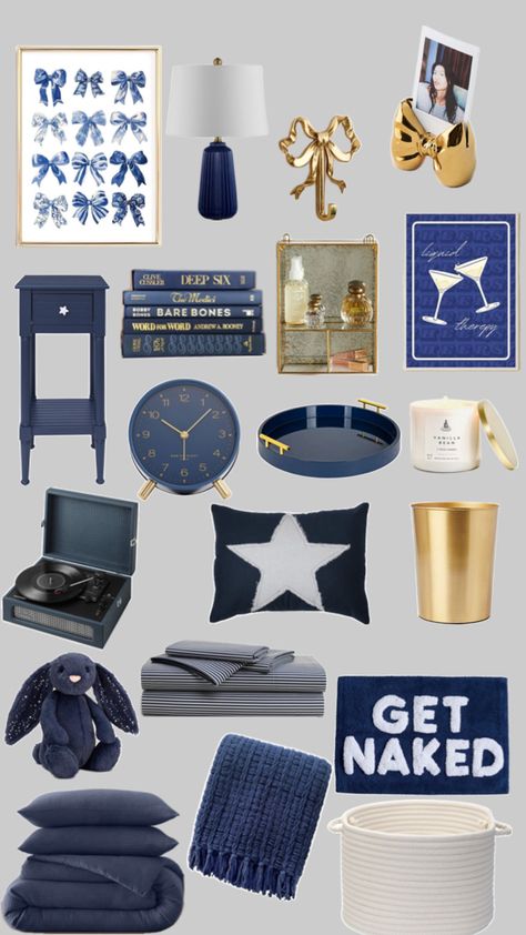 Navy blue room decor, navy blue room theme, navy blue bedding,navy blue jelly cats , jelly cat, dorm room inspiration,gold and navy blue room theme, gold and navy blue room inspiration,gold room decor , Jewelry holder ,record player , cute coffee table Blue Bedroom Theme, Navy Blue Room Decor, Navy Dorm Room, Room Decor Navy Blue, Navy Blue Room, Navy Room Decor, Blue Room Inspiration, Cute Coffee Table, Bedding Navy