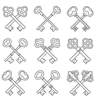 Cross Keys Tattoo, Cross Key Tattoo, Crossed Keys Tattoo, Sailor Drawing, Tattoo Key, Butterfly Tattoo Stencil, Key Tattoos, Key Tattoo, Sugar Skull Tattoos