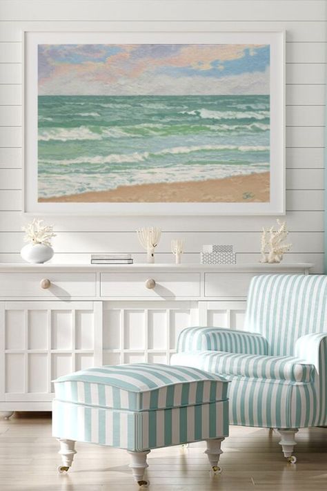 Seagull Art, House Coastal, Seaside Paintings, Ocean Waves Painting, Accessories Beach, Coastal Artwork, Painting Ocean, Beach Theme Decor, Seascape Art