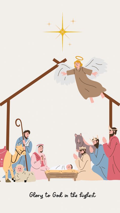 Manger Scene Illustration, Jesus Art Christmas, Manger Scene Wallpaper, Aesthetic Nativity Scene Wallpaper, Christian Christmas Pictures, Christmas Background Jesus, Nativity Background Wallpapers, Christmas Manger Wallpaper, Jesus Is Born Christmas