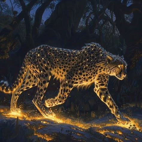 Cheetah Art, Big Cats Art, Tiger Art, Fantasy Animals, Fantasy Creatures Art, Wow Art, Mythical Creatures Art, Animals Artwork, Cheetahs